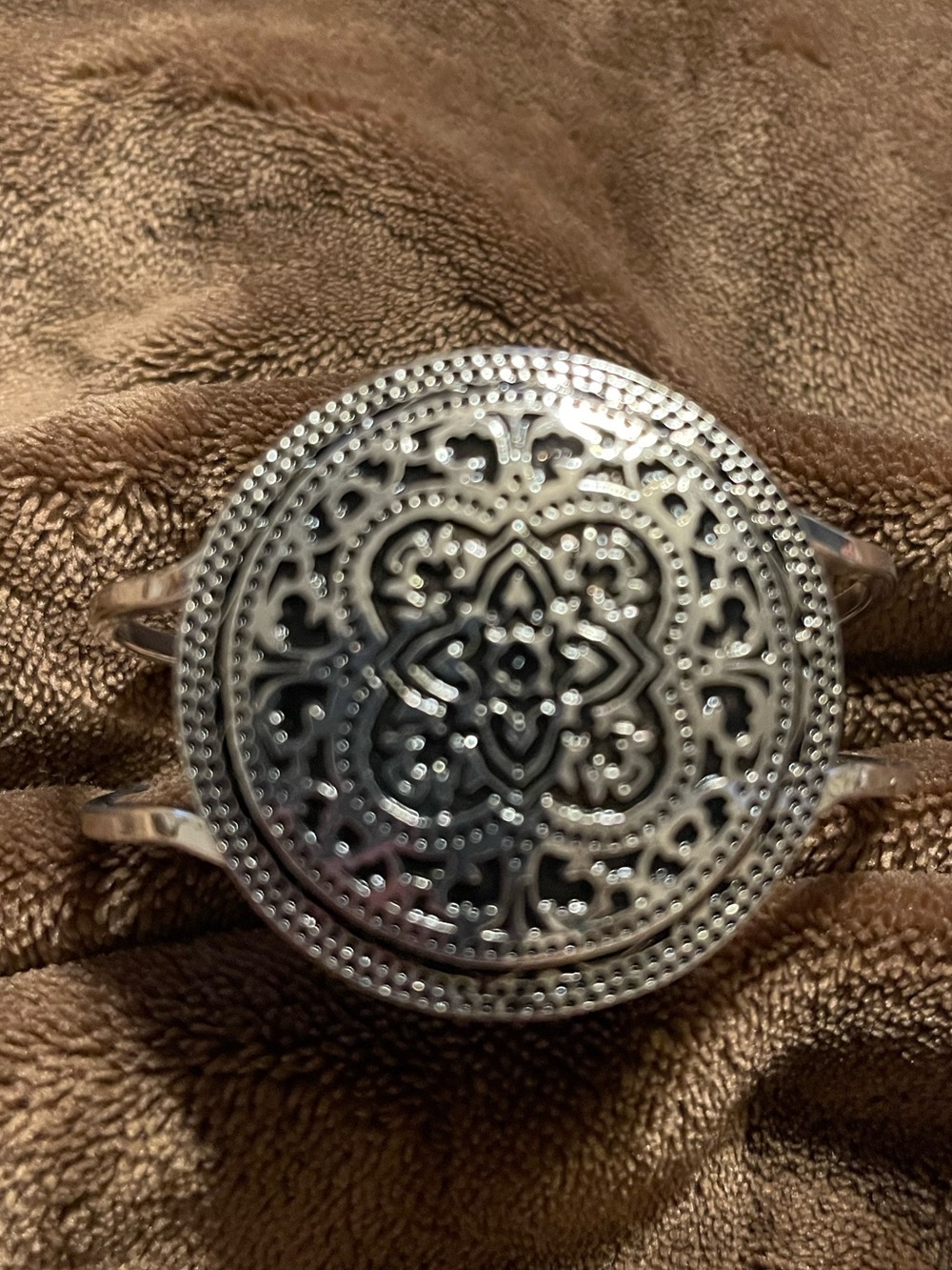 Silver Filigree Round Cuff Bracelet - Women's Accessories